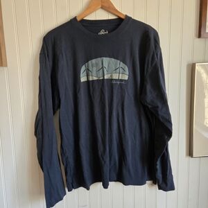 Life Is Good Men's Dark Blue Long Sleeve Tee Cyclist Windmill